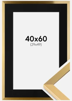 Ramme Selection Guld 40x60 cm - Passepartout Sort 30x50 cm