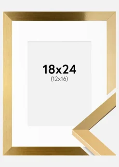 Ramme Selection Guld 18x24 cm - Passepartout Hvid 13x17 cm