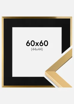 Ramme Selection Guld 60x60 cm - Passepartout Sort 45x45 cm