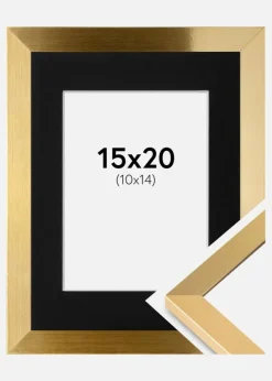 Ramme Selection Guld 15x20 cm - Passepartout Sort 11x15 cm