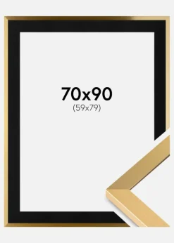 Ramme Selection Guld 70x90 cm - Passepartout Sort 60x80 cm