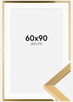 Ramme Selection Guld 60x90 cm - Passepartout Hvid 50x80 cm