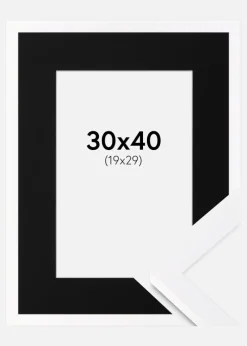 Ramme Selection Hvid 30x40 cm - Passepartout Sort 20x30 cm