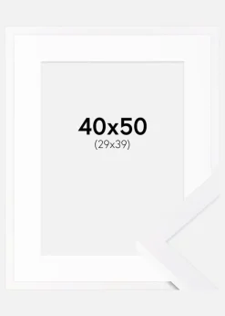 Ramme Selection Hvid 40x50 cm - Passepartout Hvid 30x40 cm