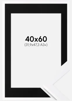 Ramme Selection Hvid 40x60 cm - Passepartout Sort 32,9x48,3 cm (A3+)