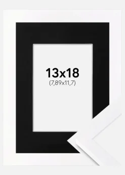 Ramme Selection Hvid 13x18 cm - Passepartout Sort 3,5x5 inches