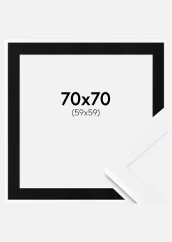 Ramme Selection Hvid 70x70 cm - Passepartout Sort 60x60 cm