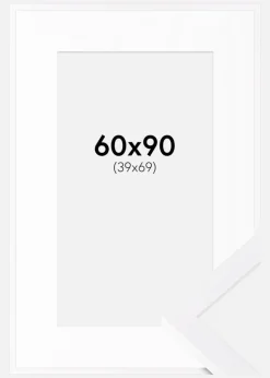Ramme Selection Hvid 60x90 cm - Passepartout Hvid 40x70 cm