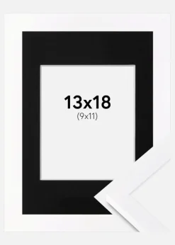 Ramme Selection Hvid 13x18 cm - Passepartout Sort 10x12 cm