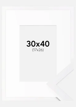 Ramme Selection Hvid 30x40 cm - Passepartout Hvid 18x27 cm