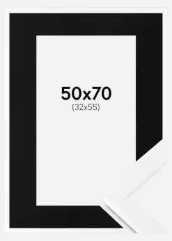 Ramme Selection Hvid 50x70 cm - Passepartout Sort 33x56 cm