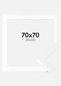 Ramme Selection Hvid 70x70 cm - Passepartout Hvid 60x60 cm