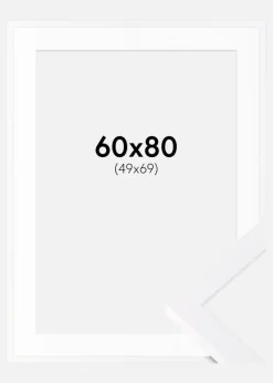 Ramme Selection Hvid 60x80 cm - Passepartout Hvid 50x70 cm