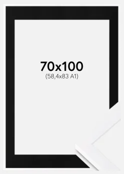 Ramme Selection Hvid 70x100 cm - Passepartout Sort 59,4x84 cm (A1)
