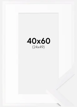 Ramme Selection Hvid 40x60 cm - Passepartout Hvid 25x50 cm