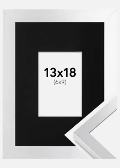 Ramme Selection Sølv 13x18 cm - Passepartout Sort 7x10 cm