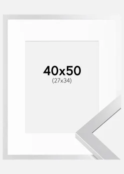Ramme Selection Sølv 40x50 cm - Passepartout Hvid 28x35 cm