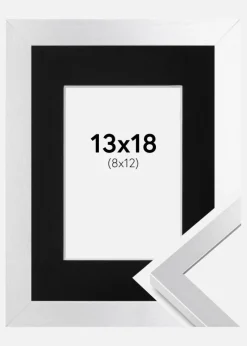 Ramme Selection Sølv 13x18 cm - Passepartout Sort 9x13 cm