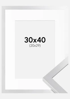 Ramme Selection Sølv 30x40 cm - Passepartout Hvid 21x30 cm