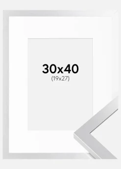 Ramme Selection Sølv 30x40 cm - Passepartout Hvid 20x28 cm