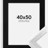 Ramme Selection Sølv 40x50 cm - Passepartout Sort 12x16 inches