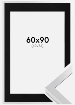 Ramme Selection Sølv 60x90 cm - Passepartout Sort 50x75 cm