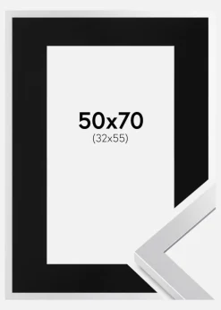 Ramme Selection Sølv 50x70 cm - Passepartout Sort 33x56 cm