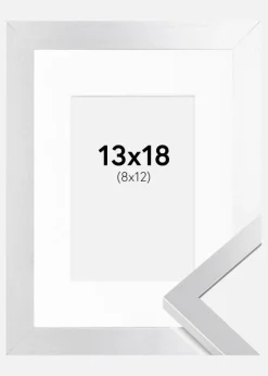 Ramme Selection Sølv 13x18 cm - Passepartout Hvid 9x13 cm