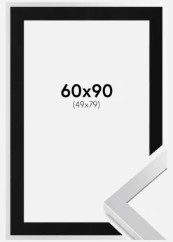Ramme Selection Sølv 60x90 cm - Passepartout Sort 50x80 cm