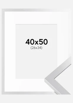 Ramme Selection Sølv 40x50 cm - Passepartout Hvid 27x35 cm