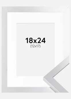 Ramme Selection Sølv 18x24 cm - Passepartout Hvid 13x18 cm