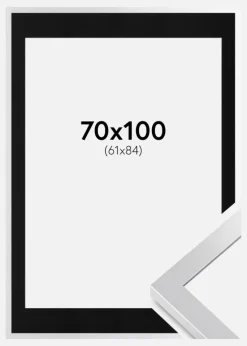 Ramme Selection Sølv 70x100 cm - Passepartout Sort 62x85 cm