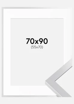 Ramme Selection Sølv 70x90 cm - Passepartout Hvid 56x71 cm