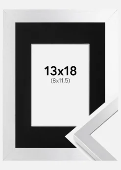 Ramme Selection Sølv 13x18 cm - Passepartout Sort 9x12 cm