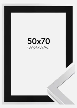Ramme Selection Sølv 50x70 cm - Passepartout Sort 16x24 inches