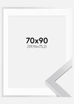 Ramme Selection Sølv 70x90 cm - Passepartout Hvid 24x30 inches