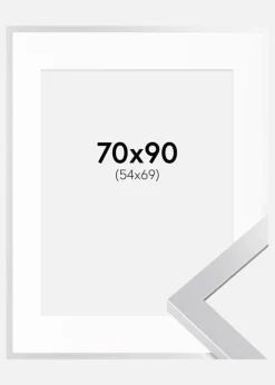 Ramme Selection Sølv 70x90 cm - Passepartout Hvid 55x70 cm