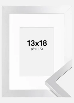 Ramme Selection Sølv 13x18 cm - Passepartout Hvid 9x12 cm