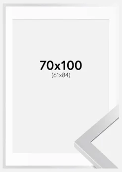 Ramme Selection Sølv 70x100 cm - Passepartout Hvid 62x85 cm