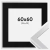 Ramme Selection Sølv 60x60 cm - Passepartout Sort 45x45 cm