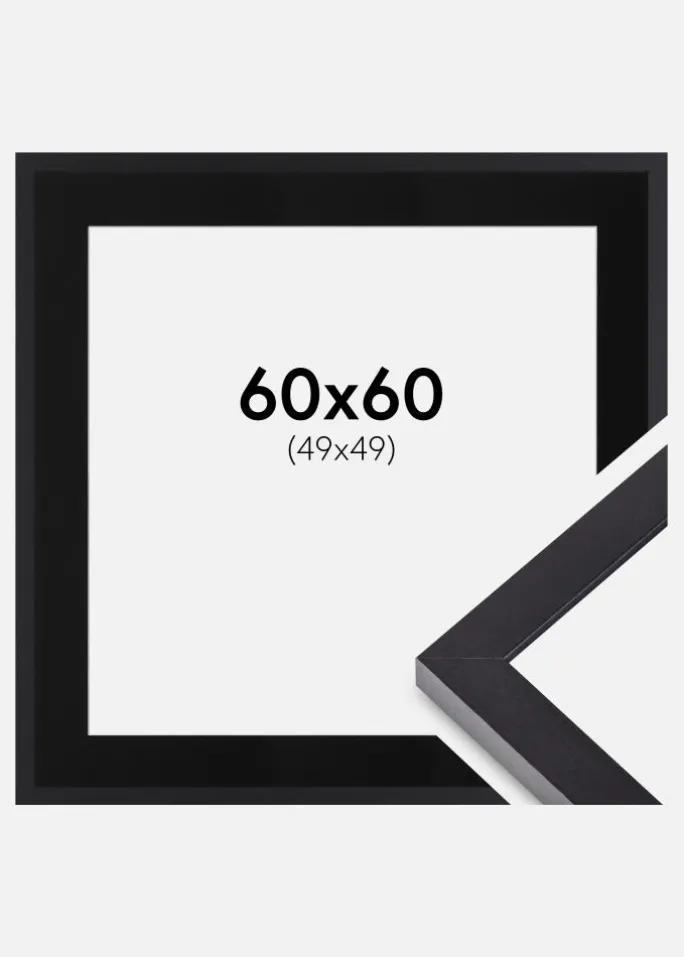 Ramme Selection Sort 60x60 cm - Passepartout Sort 50x50 cm