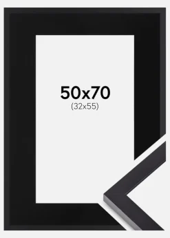 Ramme Selection Sort 50x70 cm - Passepartout Sort 33x56 cm