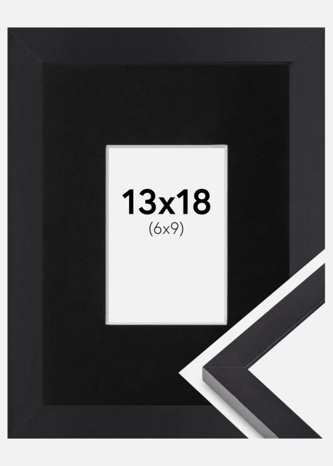 Ramme Selection Sort 13x18 cm - Passepartout Sort 7x10 cm