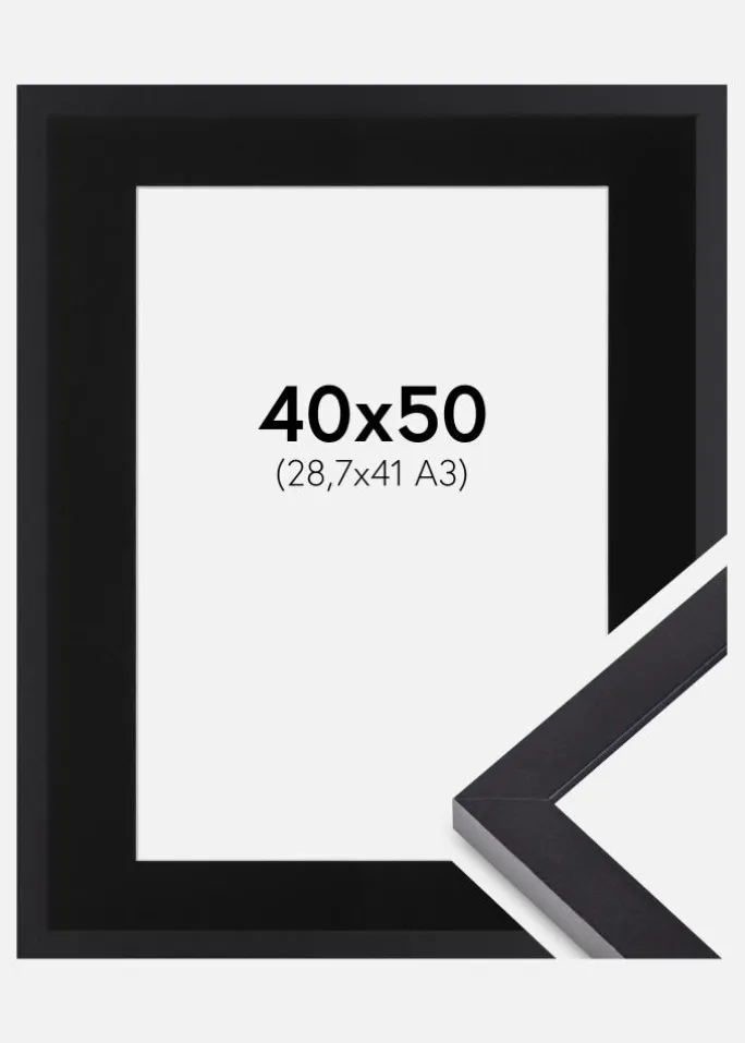 Ramme Selection Sort 40x50 cm - Passepartout Sort 29,7x42 cm (A3)