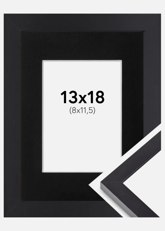 Ramme Selection Sort 13x18 cm - Passepartout Sort 9x12 cm