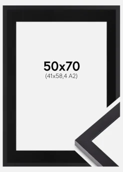 Ramme Selection Sort 50x70 cm - Passepartout Sort 42x59,4 cm (A2)