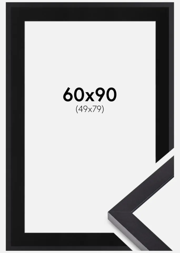 Ramme Selection Sort 60x90 cm - Passepartout Sort 50x80 cm
