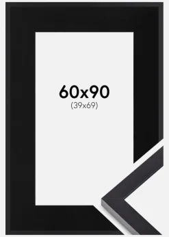 Ramme Selection Sort 60x90 cm - Passepartout Sort 40x70 cm