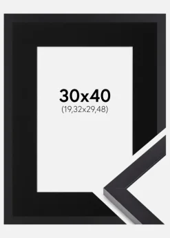 Ramme Selection Sort 30x40 cm - Passepartout Sort 8x12 inches