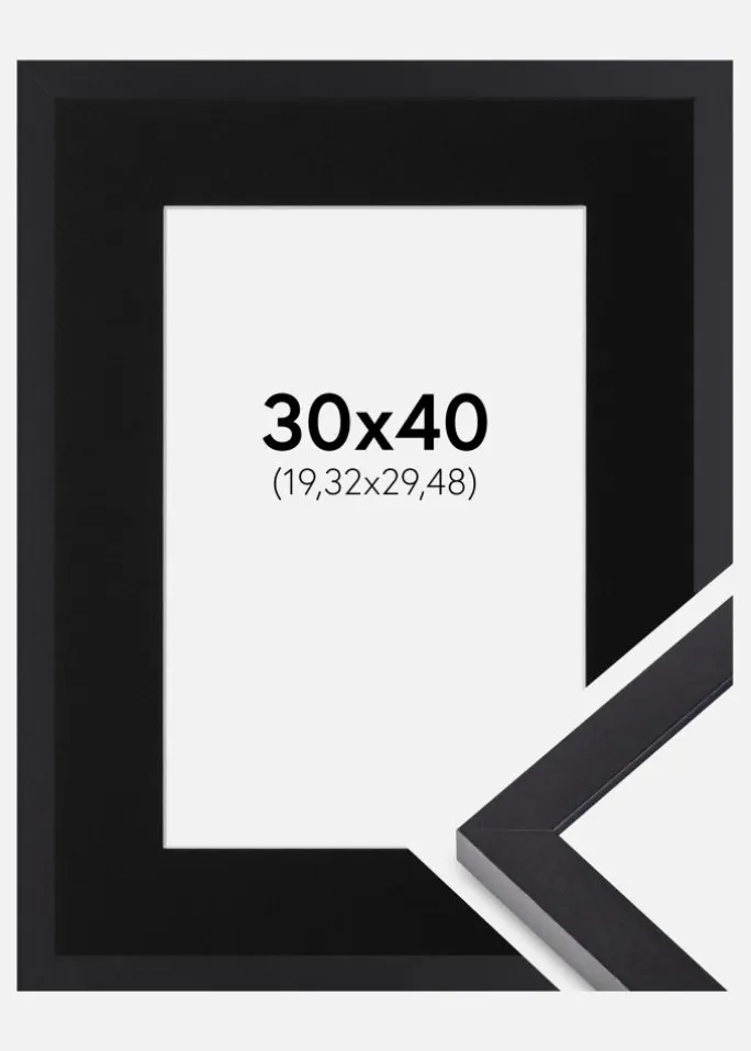 Ramme Selection Sort 30x40 cm - Passepartout Sort 8x12 inches